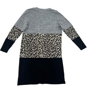 Sunshine & Rodeos Women Sz M Leopard Print Mob Wife Open Front Cardigan Sweater